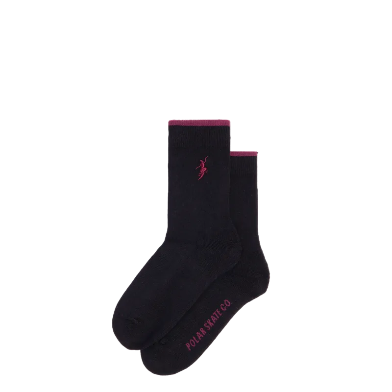 POLAR SKATE CO BUSINESS SOCKS BLACK/REDCURRANT