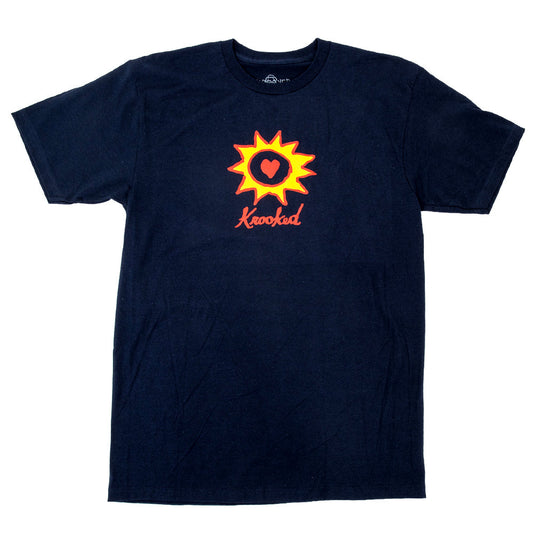 KROOKED SKATEBOARDS SUN HEART TEE NAVY/YELLOW