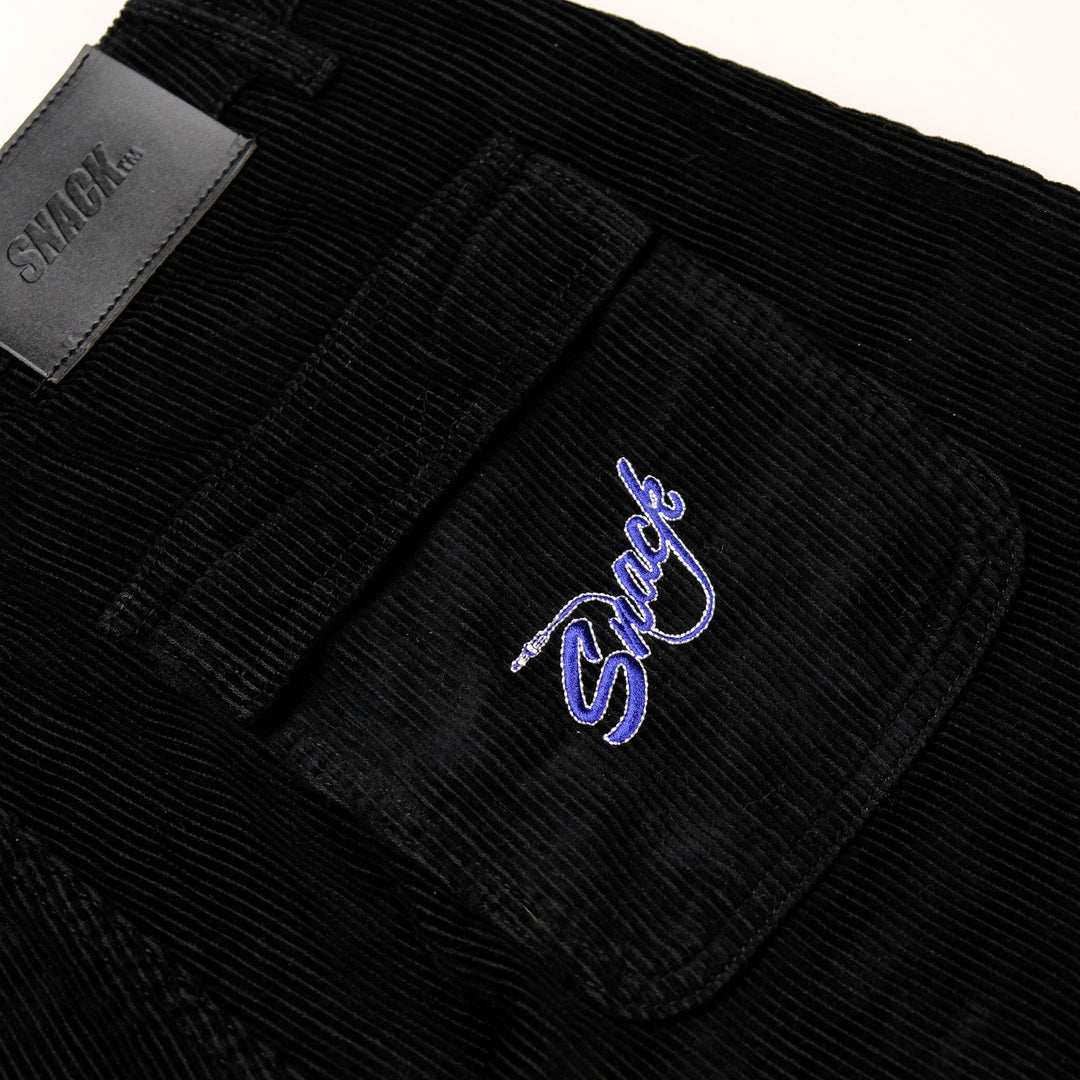 SNACK SKATEBOARDS MIC CHECK CORD PANTS BLACK
