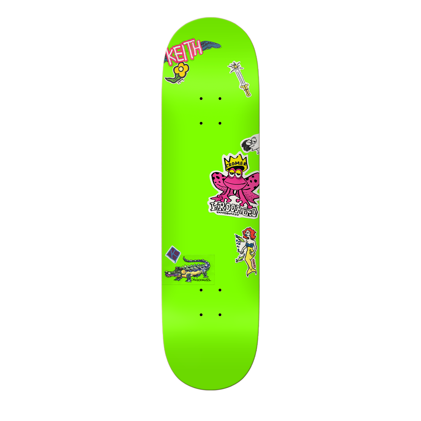 KROOKED SKATEBOARDS CROMER NEON STICKER DECK 8.25