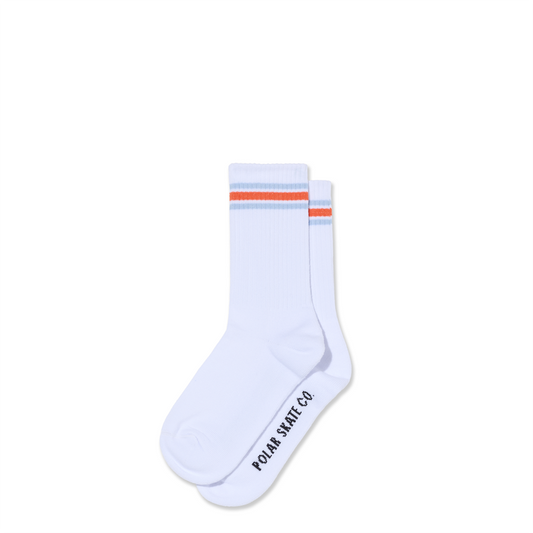 POLAR SKATE CO STRIPE SOCKS WHITE/ORANGE/BLUE