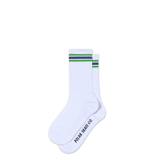 POLAR SKATE CO STRIPE SOCKS WHITE/GREEN/BLUE