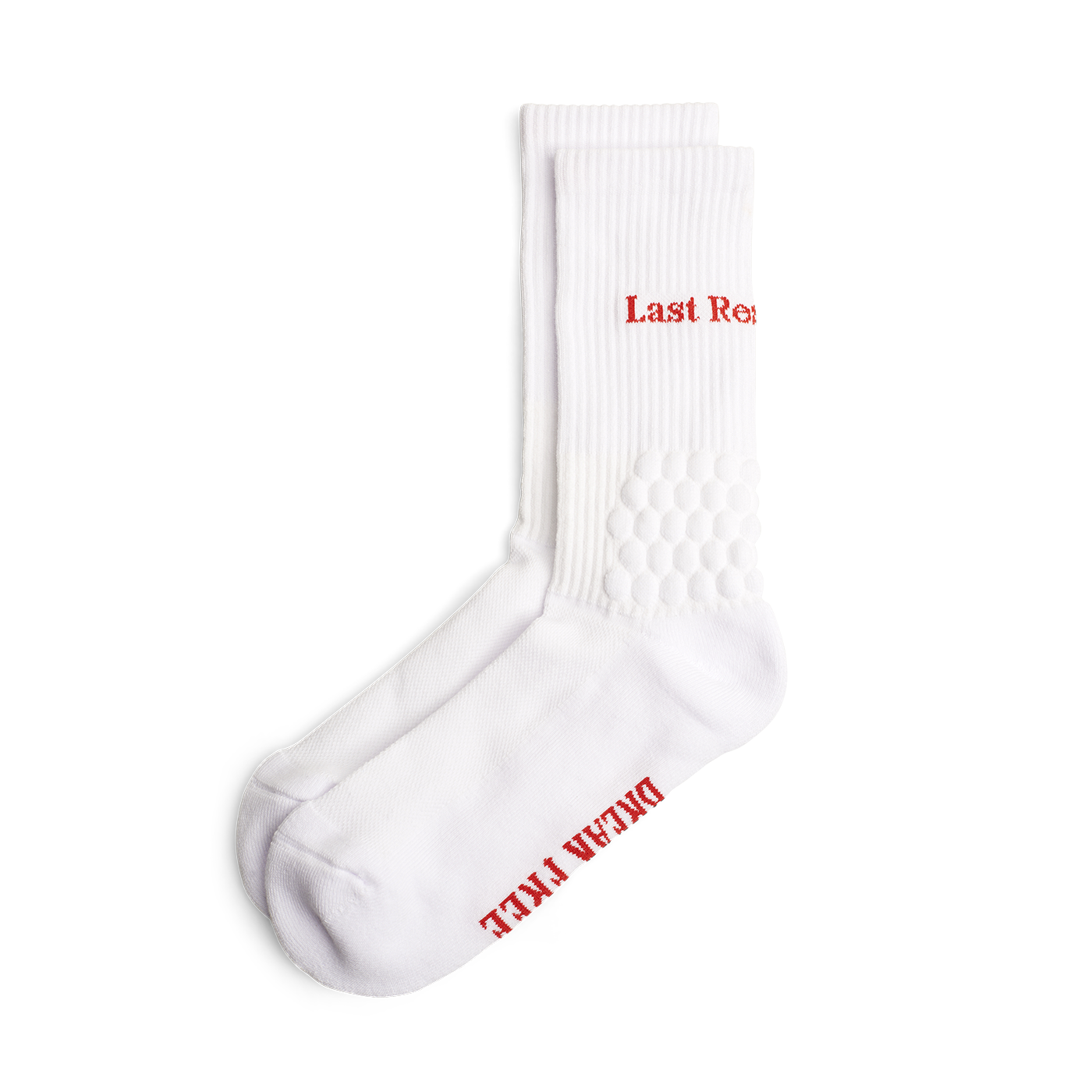 LAST RESORT AB RIGHT ANGLE BUBBLE SOCKS WHITE RED