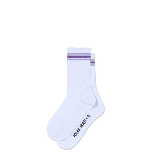 POLAR SKATE CO STRIPE SOCKS WHITE/LAVENDER