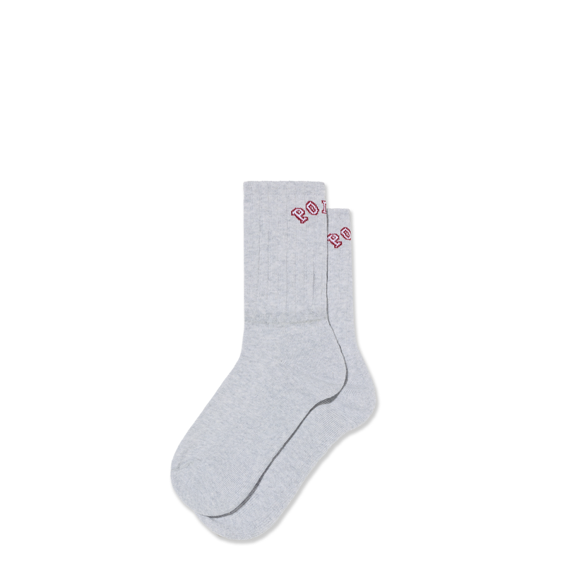 POLAR SKATE CO LARGE RIB SOCKS COLLEGE HEATHER GREY