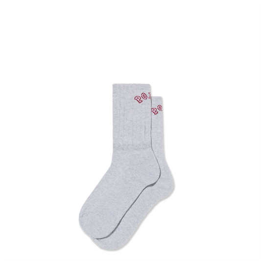 POLAR SKATE CO LARGE RIB SOCKS COLLEGE HEATHER GREY
