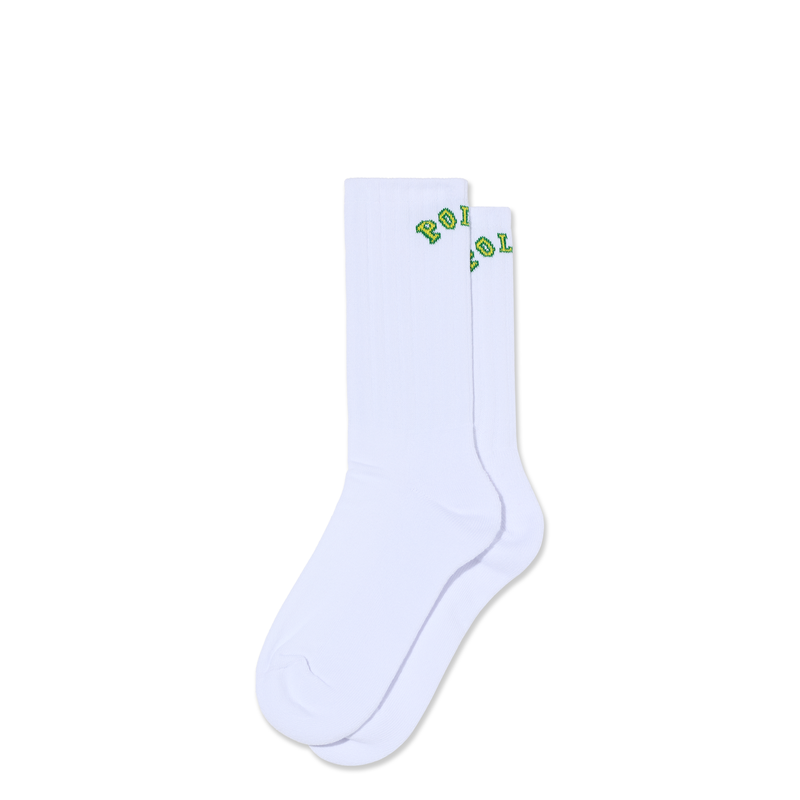 POLAR SKATE CO LARGE RIB SOCKS COLLEGE WHITE
