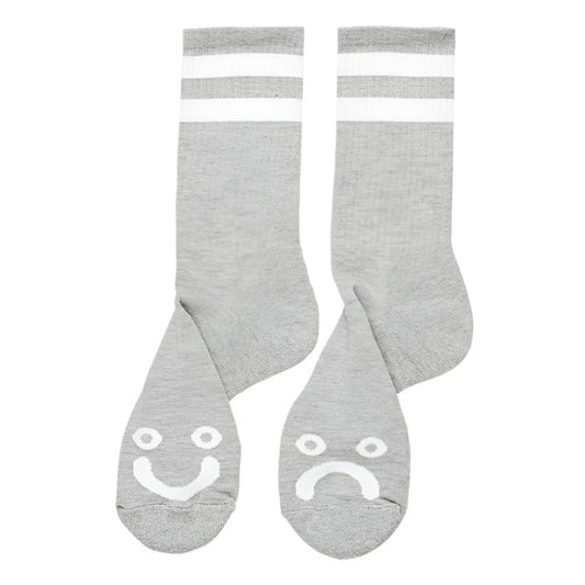 POLAR SKATE CO HAPPY SAD SOCKS HEATHER GREY