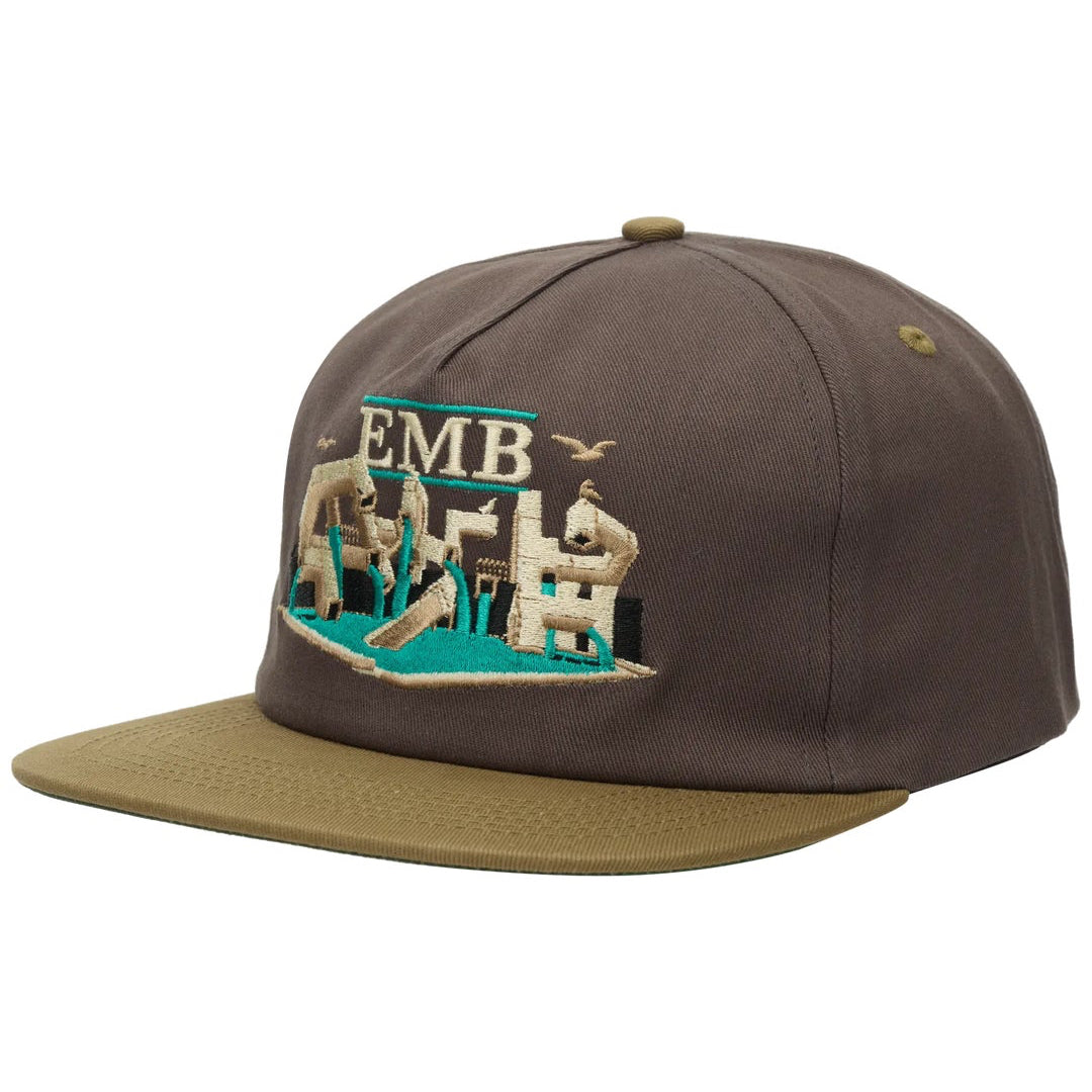 REAL SKATEBOARDS EMB SNAPBACK CAP CHARCOAL/TAN