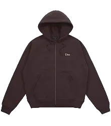 DIME MTL CLASSIC SMALL LOGO ZIP HOODIE DARK BROWN