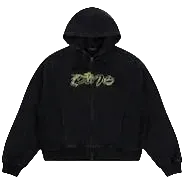 DIME MTL DISTRESSED TERRY ZIP HOODIE ACID BLACK