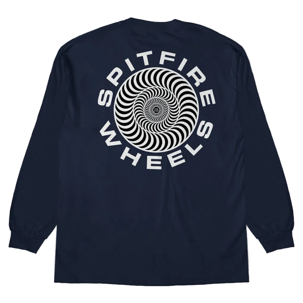 SPITFIRE WHEELS CLASSIC 87 SWIRL LOGO LONG SLEEVE NAVY/WHITE