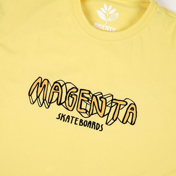 MAGENTA SKATEBOARDS 4D SCRIPT TEE YELLOW