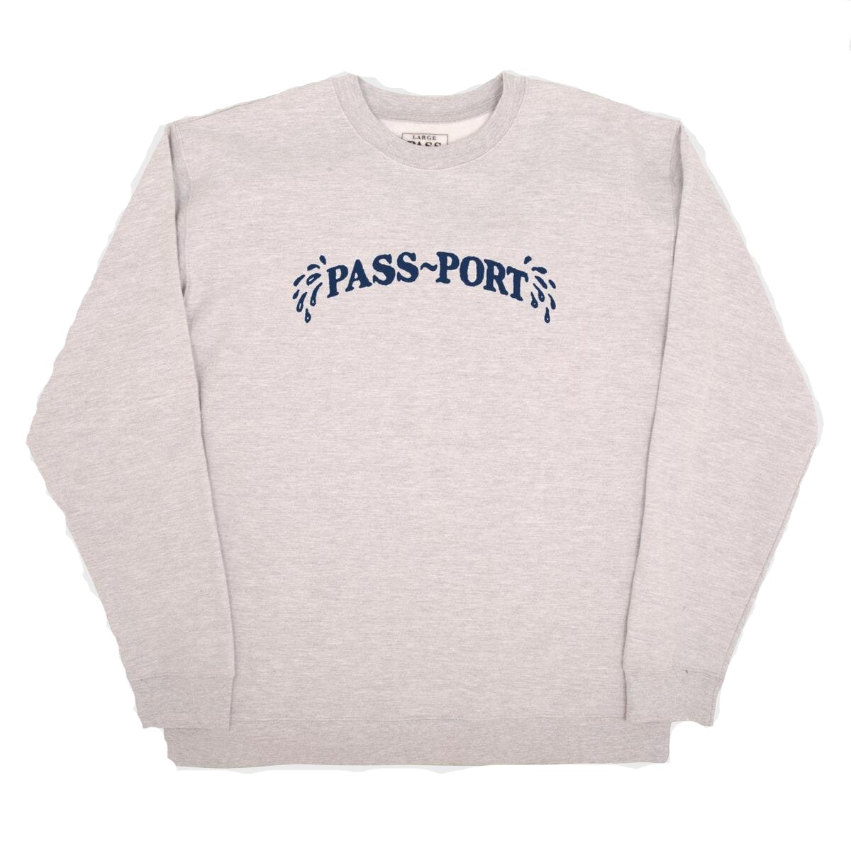 PASS~PORT SKATEBOARDS SWEATY PUFF PRINT SWEATER HEATHER GREY