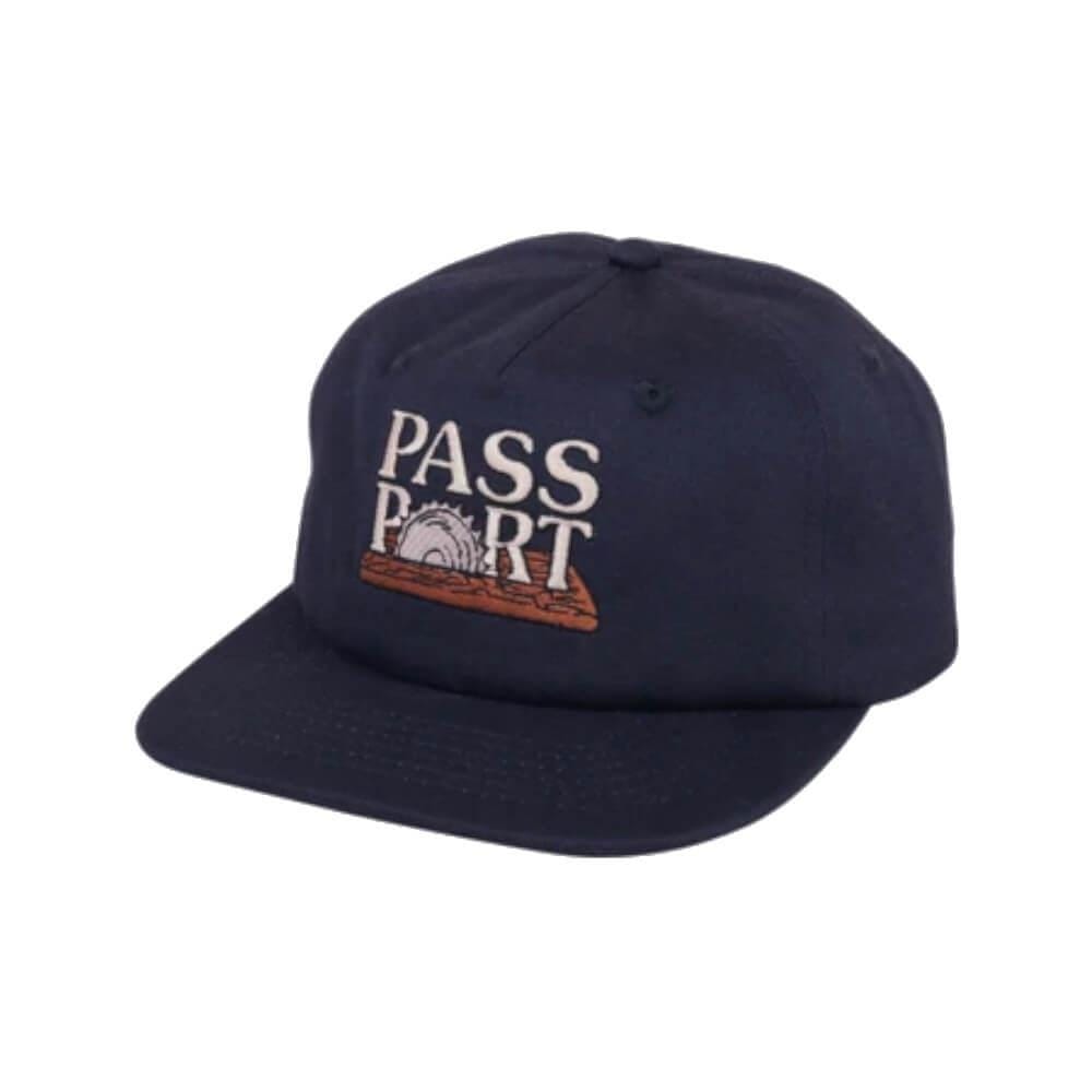 PASS~PORT SKATEBOARDS CIRCLE SAW 5 PANEL CAP NAVY