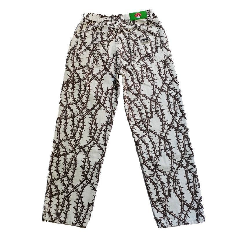 STINGWATER FAUX SUEDE STING DOUBLE KNEE PANT THORN PRINT WHITE