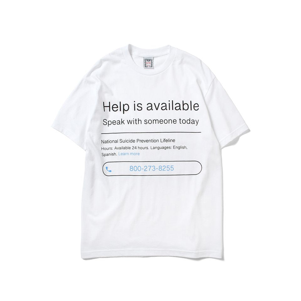 SAINTS & SINNERS HELP IS AVAILABLE TEE WHITE
