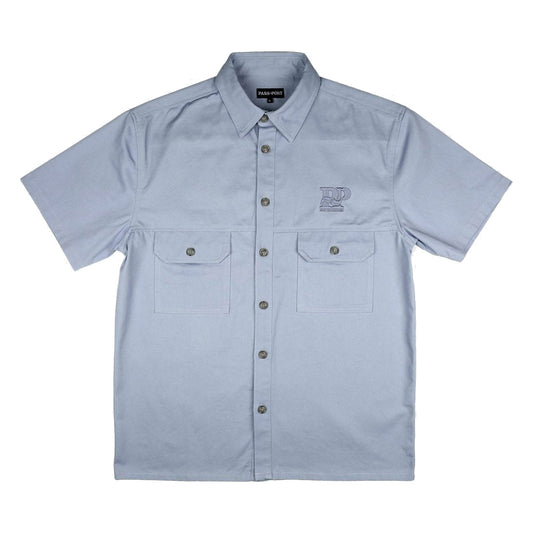 PASS~PORT SKATEBOARDS STAY CONNECTED SPARKY SHIRT BUTTON SLATE